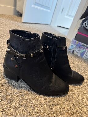 Catherine Malandrino Black Studded Leather Ankle Boots